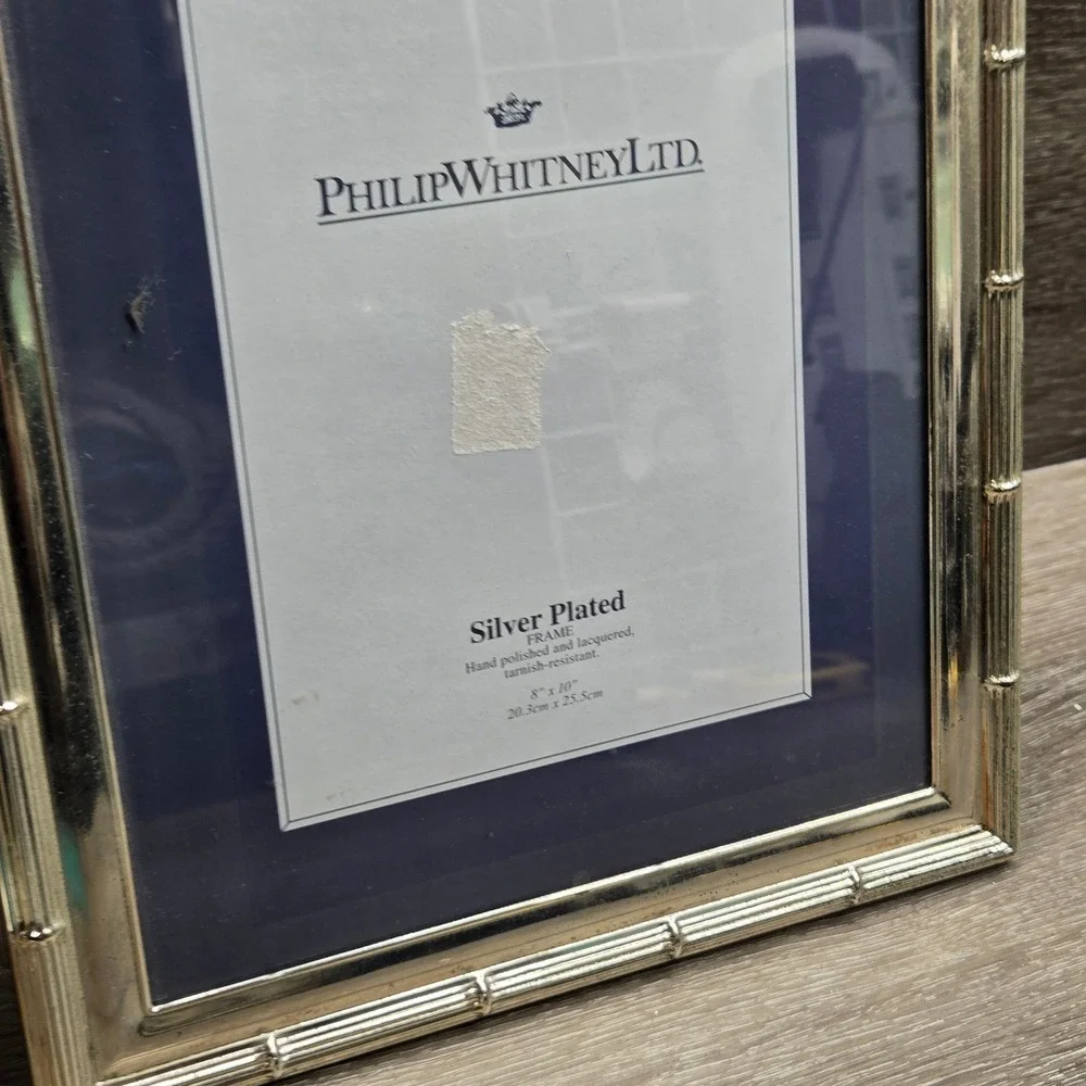 Philip Whitney Silver Plated Faux Bamboo Picture Frame 8x10 Vintage Tabletop
